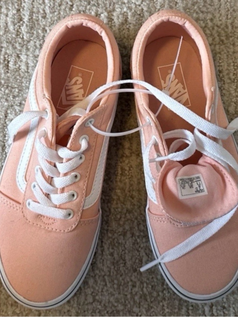 Vans Peach Canvas Youth Low-Top Sneakers with White Stripe